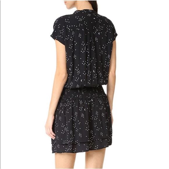 Rails Womens Black White Jolie Moons & Star Galaxy Smocked Mini Dress Small - Picture 3 of 13